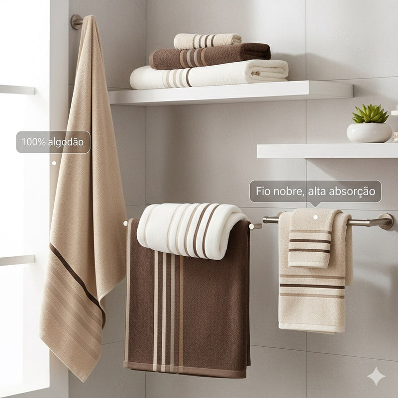 Kit 10 Toalhas de Banho Gigantes Lumina - Fio Penteado 100% Algodão