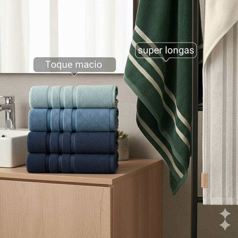 Kit 10 Toalhas de Banho Gigantes Lumina - Fio Penteado 100% Algodão
